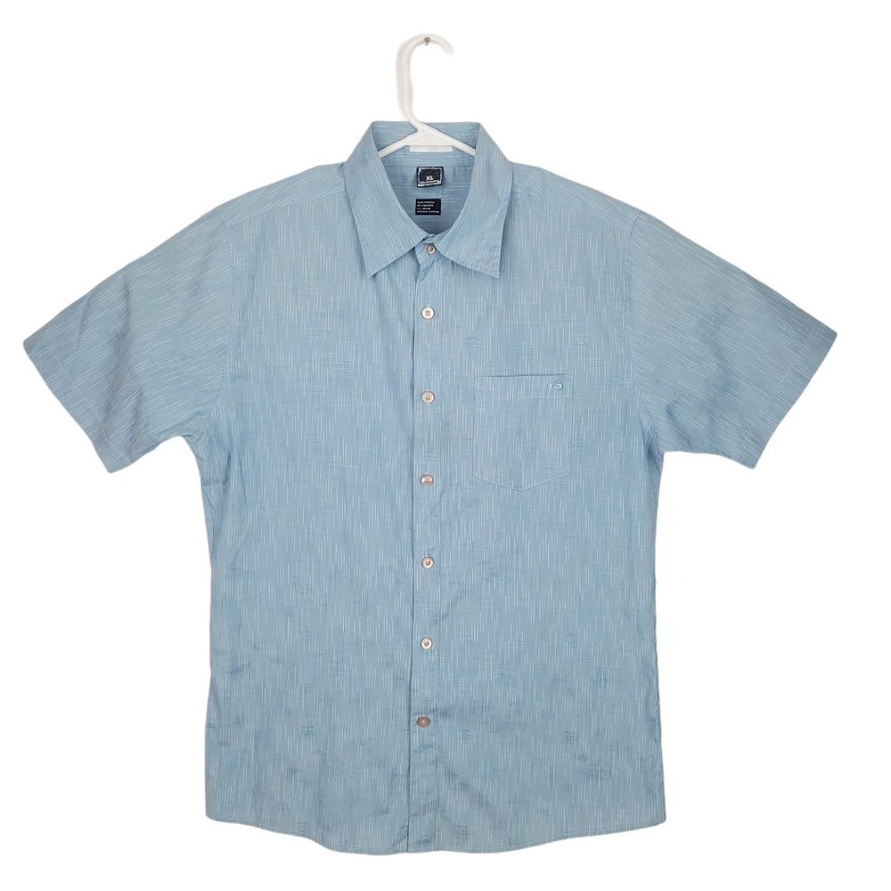 Men Oakley Solid Blue Button Down S/S Shirt Sz XL